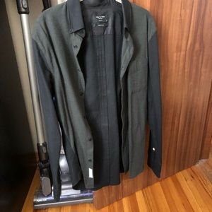 RAG AND BONE GREEN WITH BLACK BUTTON DOWN WORN 1X